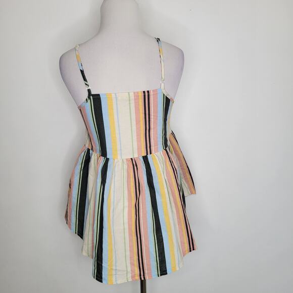 Taylor & Sage Linen Tank Striped Battenberg Lace High Neck Women Small - Picture 3 of 12